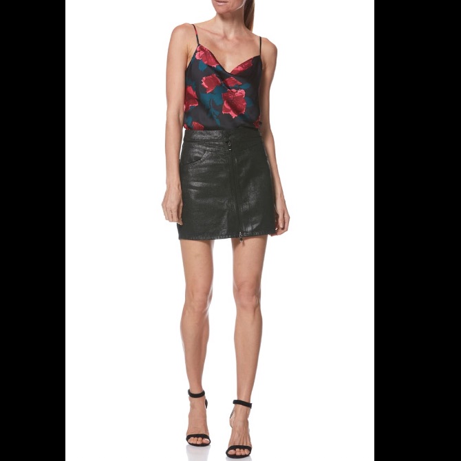 Nwt Paige Jamine Zip Front Skirt Black Sparkle 29